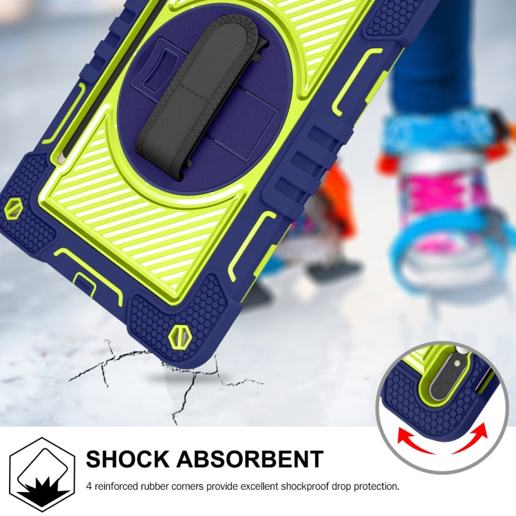 For Samsung Galaxy Tab S7 / S8 360 Degree Rotation Contrast Color Silicone+PC Tablet Case(Navy Blue+Yellow Green) by bashfashion
