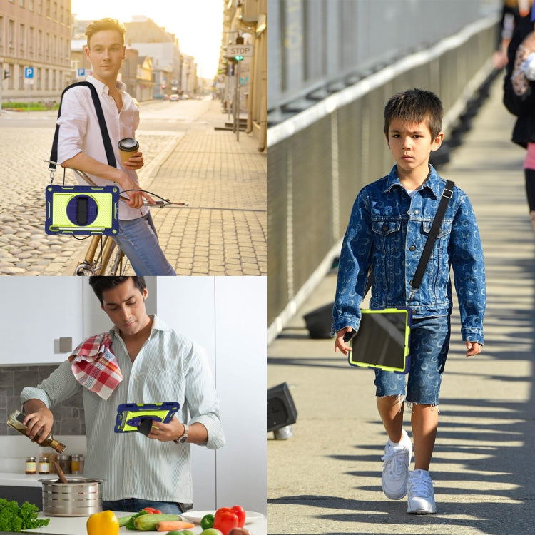 For Samsung Galaxy Tab S7 / S8 360 Degree Rotation Contrast Color Silicone+PC Tablet Case(Navy Blue+Yellow Green) by bashfashion