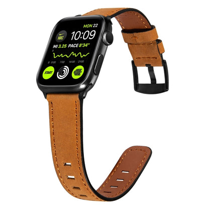 Retro Leather Watch Band For Apple Watch Series 9&8&7 41mm / SE 3&SE 2&6&SE&5&4 40mm / 3&2&1 38mm(Yellow) by bashfashion