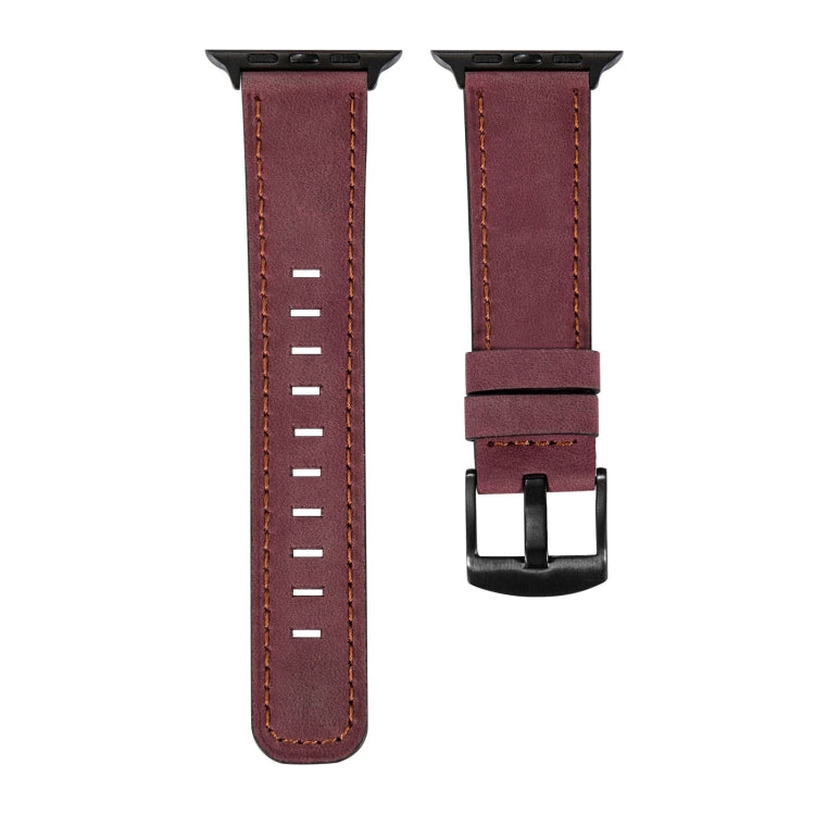 Retro Leather Watch Band For Apple Watch Series 9&8&7 41mm / SE 3&SE 2&6&SE&5&4 40mm / 3&2&1 38mm(Wine Red) by bashfashion