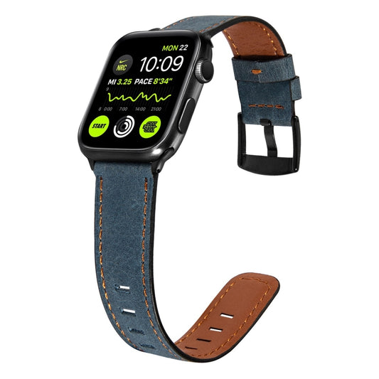 Retro Leather Watch Band For Apple Watch Series 9&8&7 41mm / SE 3&SE 2&6&SE&5&4 40mm / 3&2&1 38mm(Blue) by bashfashion