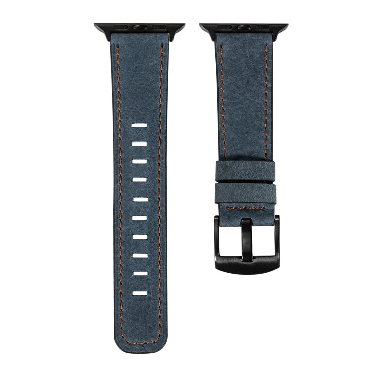 Retro Leather Watch Band For Apple Watch Series 9&8&7 41mm / SE 3&SE 2&6&SE&5&4 40mm / 3&2&1 38mm(Blue) by bashfashion