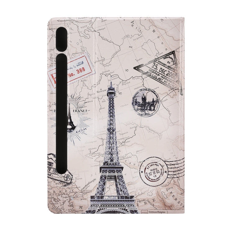 For Samsung Galaxy Tab S8 / Tab S7 Painted Voltage Pen Slot Tablet Smart Case(Eiffel Tower) by bashfashion
