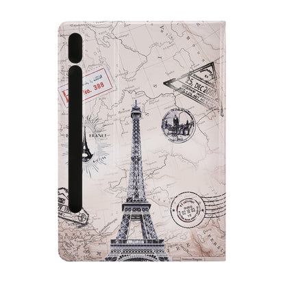 For Samsung Galaxy Tab S8 / Tab S7 Painted Voltage Pen Slot Tablet Smart Case(Eiffel Tower) by bashfashion