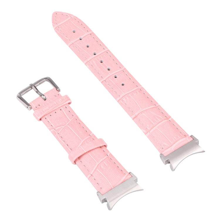 For Samsung Galaxy Watch4 40mm/44mm Slub Texture Leather Watch Band(Pink) by bashfashion