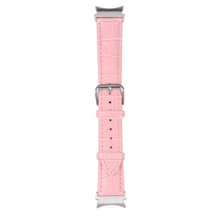 For Samsung Galaxy Watch4 40mm/44mm Slub Texture Leather Watch Band(Pink) by bashfashion