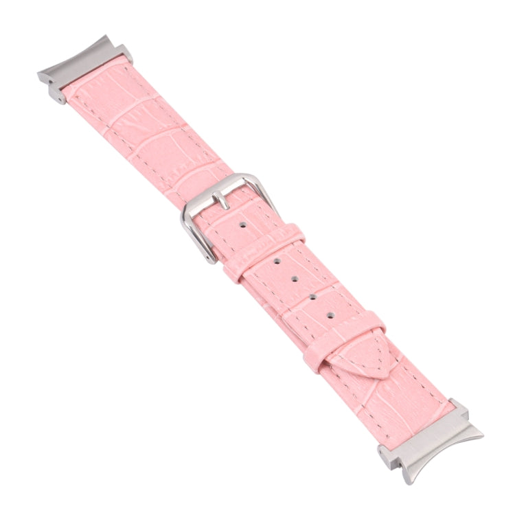 For Samsung Galaxy Watch4 40mm/44mm Slub Texture Leather Watch Band(Pink) by bashfashion