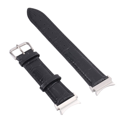 For Samsung Galaxy Watch4 40mm/44mm Slub Texture Leather Watch Band(Black) by bashfashion