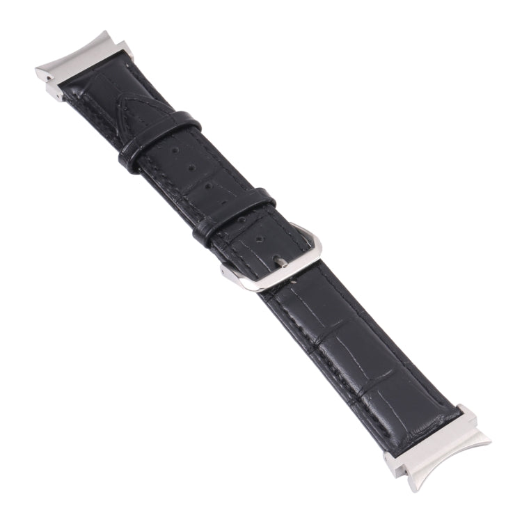 For Samsung Galaxy Watch4 40mm/44mm Slub Texture Leather Watch Band(Black) by bashfashion