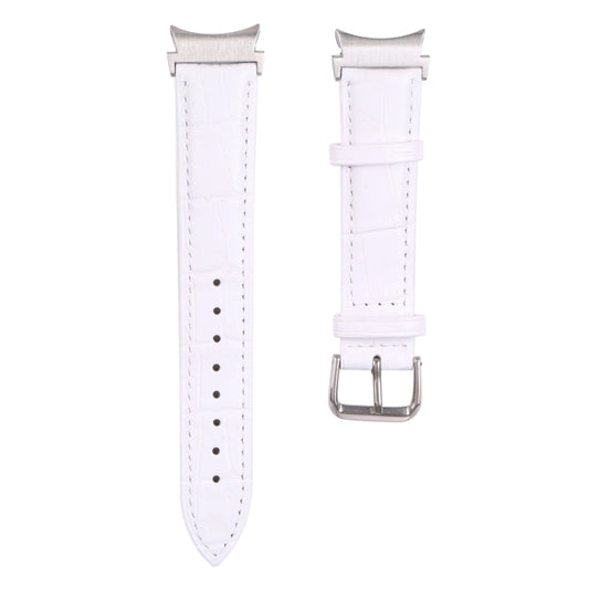 For Samsung Galaxy Watch4 40mm/44mm Slub Texture Leather Watch Band(White) by bashfashion