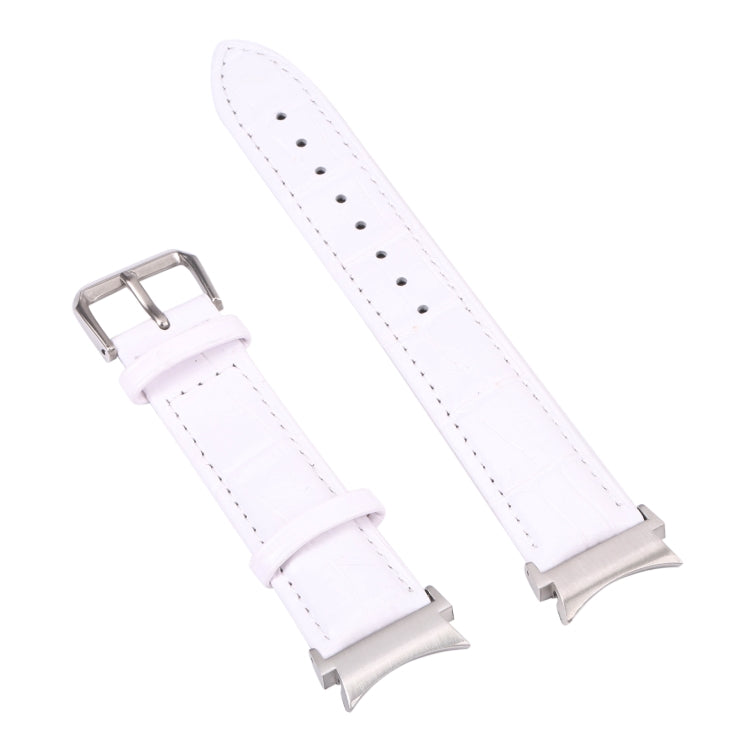 For Samsung Galaxy Watch4 40mm/44mm Slub Texture Leather Watch Band(White) by bashfashion