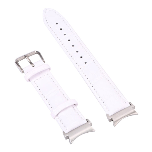For Samsung Galaxy Watch4 40mm/44mm Slub Texture Leather Watch Band(White) by bashfashion