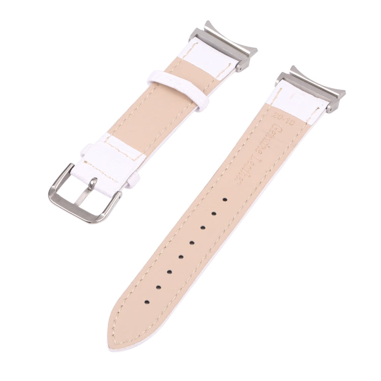 For Samsung Galaxy Watch4 40mm/44mm Slub Texture Leather Watch Band(White) by bashfashion
