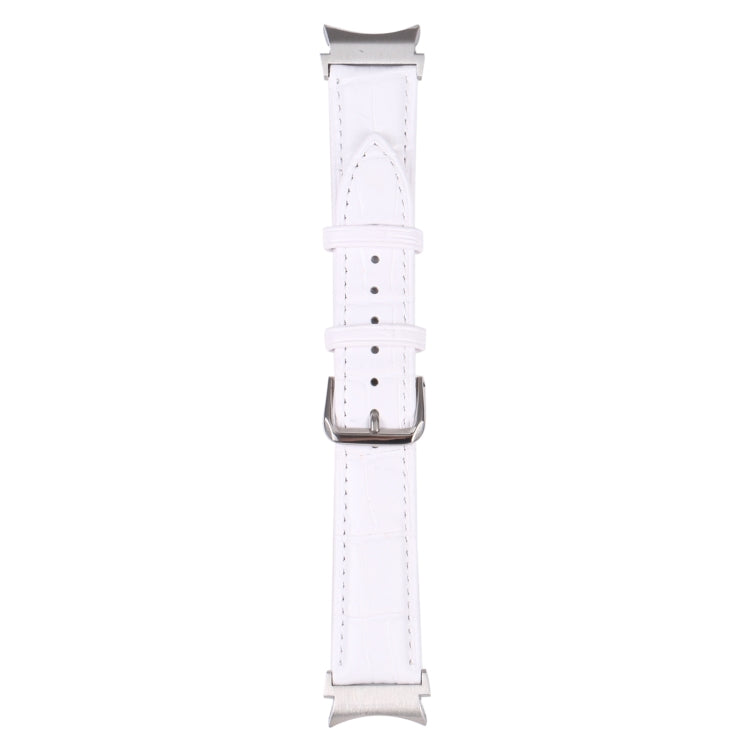 For Samsung Galaxy Watch4 40mm/44mm Slub Texture Leather Watch Band(White) by bashfashion
