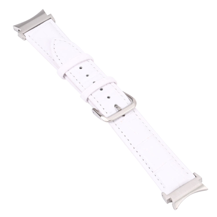 For Samsung Galaxy Watch4 40mm/44mm Slub Texture Leather Watch Band(White) by bashfashion