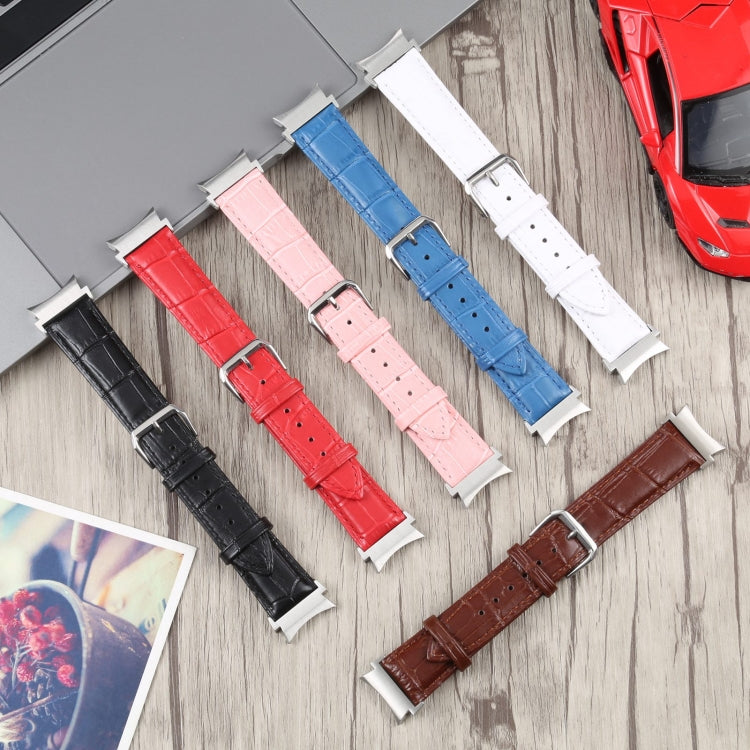 For Samsung Galaxy Watch4 40mm/44mm Slub Texture Leather Watch Band(White) by bashfashion