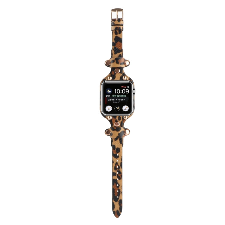 Bracelet Genuine Leather Watch Band For Apple Watch Series 9&8&7 41mm / SE 3&SE 2&6&SE&5&4 40mm / 3&2&1 38mm(Leopard Print) by bashfashion