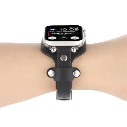 Bracelet Genuine Leather Watch Band For Apple Watch Ultra 49mm&Watch Ultra 2 49mm / Series 9&8&7 45mm / SE 3&SE 2&6&SE&5&4 44mm / 3&2&1 42mm(Black) by bashfashion