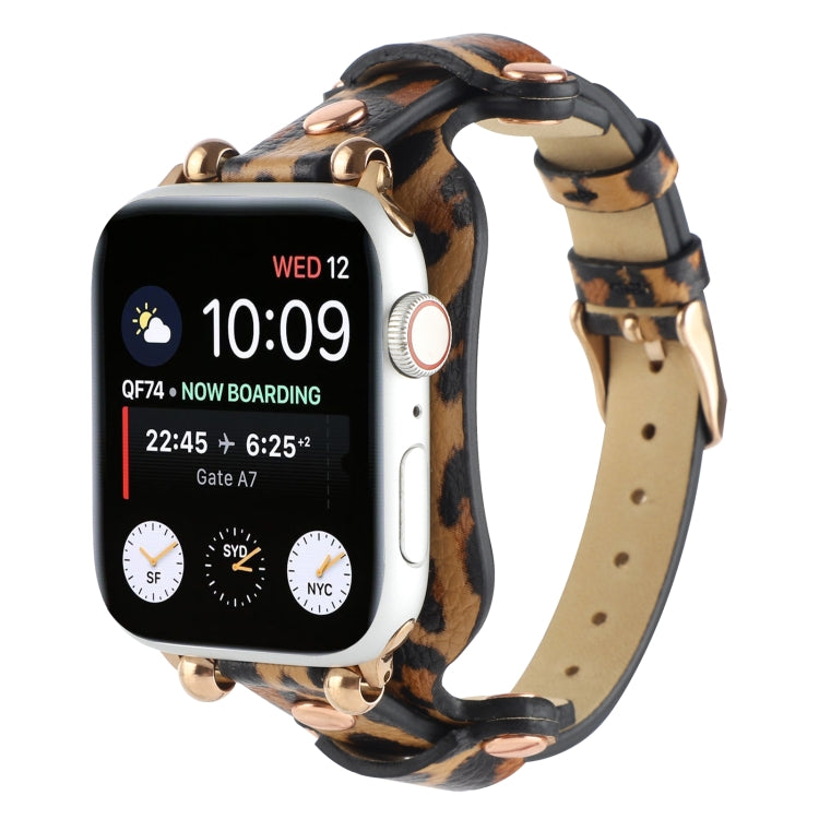 Bracelet Genuine Leather Watch Band For Apple Watch Ultra 49mm&Watch Ultra 2 49mm / Series 9&8&7 45mm / SE 3&SE 2&6&SE&5&4 44mm / 3&2&1 42mm(Leopard Print) by bashfashion