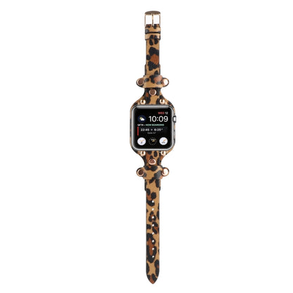 Bracelet Genuine Leather Watch Band For Apple Watch Ultra 49mm&Watch Ultra 2 49mm / Series 9&8&7 45mm / SE 3&SE 2&6&SE&5&4 44mm / 3&2&1 42mm(Leopard Print) by bashfashion