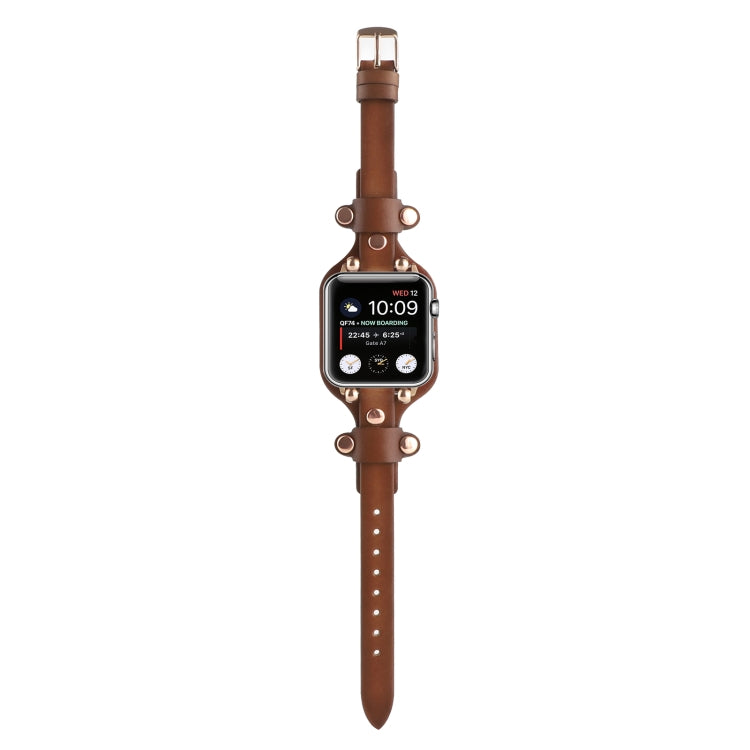Bracelet Genuine Leather Watch Band For Apple Watch Ultra 49mm&Watch Ultra 2 49mm / Series 9&8&7 45mm / SE 3&SE 2&6&SE&5&4 44mm / 3&2&1 42mm(Dark Brown) by bashfashion