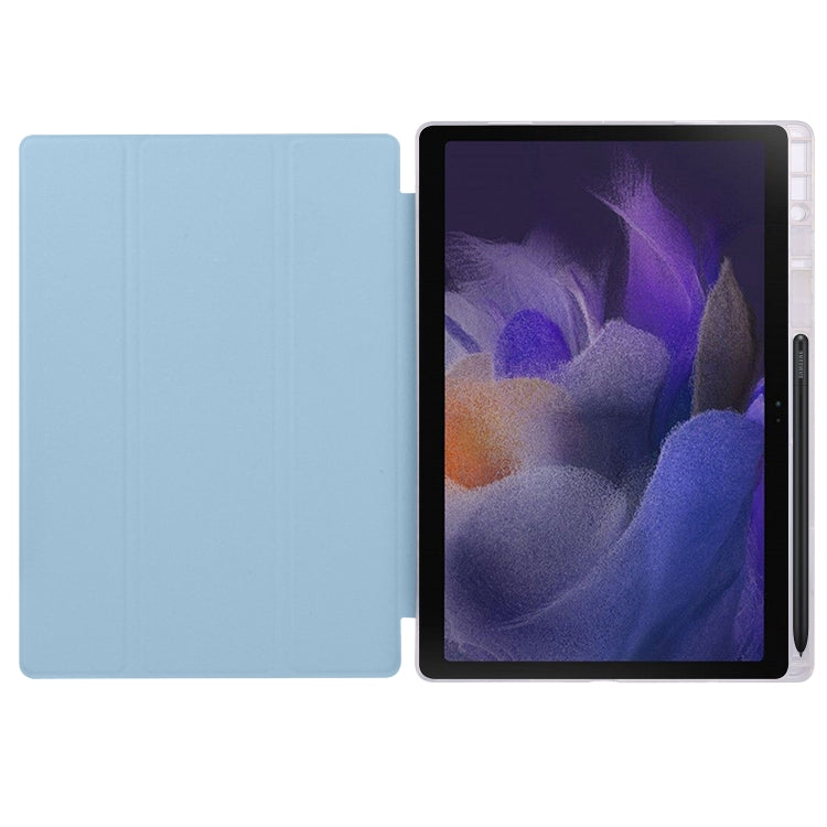 For Samsung Galaxy Tab A8 X200 Smart 3-folding Transparent Honeycomb TPU + Leather Tablet Case(White Ice Blue) by bashfashion