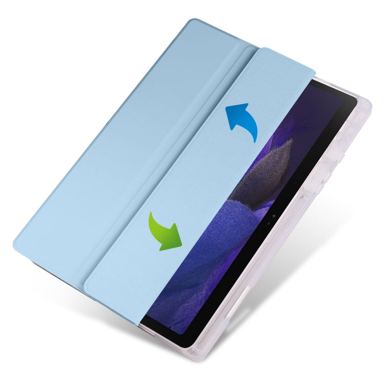 For Samsung Galaxy Tab A8 X200 Smart 3-folding Transparent Honeycomb TPU + Leather Tablet Case(White Ice Blue) by bashfashion