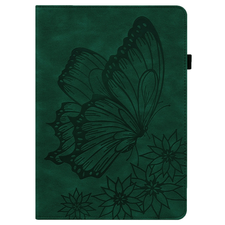 For Samsung Galaxy Tab A8 Big Butterfly Embossed Leather Tablet Case(Green) by bashfashion
