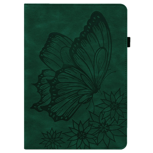For Samsung Galaxy Tab A8 Big Butterfly Embossed Leather Tablet Case(Green) by bashfashion
