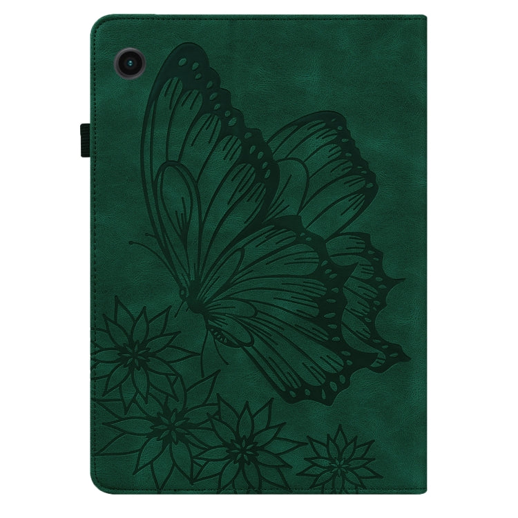 For Samsung Galaxy Tab A8 Big Butterfly Embossed Leather Tablet Case(Green) by bashfashion