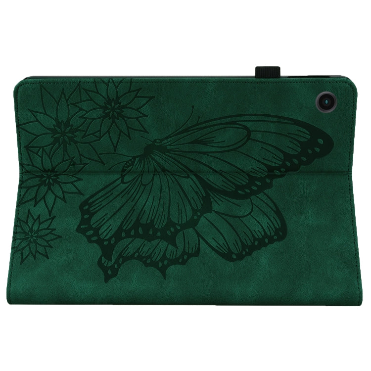 For Samsung Galaxy Tab A8 Big Butterfly Embossed Leather Tablet Case(Green) by bashfashion