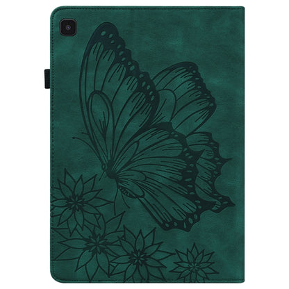 For Samsung Galaxy Tab S6 Lite P610 Big Butterfly Embossed Smart Leather Tablet Case(Green) by bashfashion