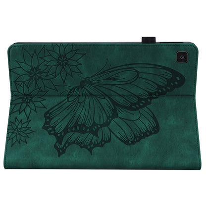 For Samsung Galaxy Tab S6 Lite P610 Big Butterfly Embossed Smart Leather Tablet Case(Green) by bashfashion