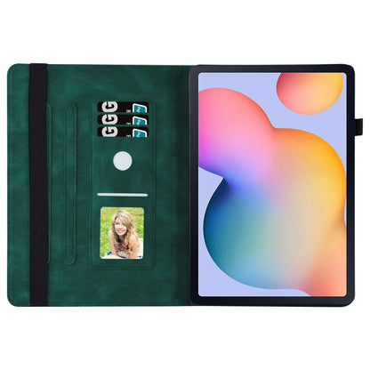 For Samsung Galaxy Tab S6 Lite P610 Big Butterfly Embossed Smart Leather Tablet Case(Green) by bashfashion
