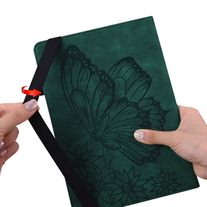 For Samsung Galaxy Tab S7 T870 Big Butterfly Embossed Leather Tablet Case(Green) by bashfashion