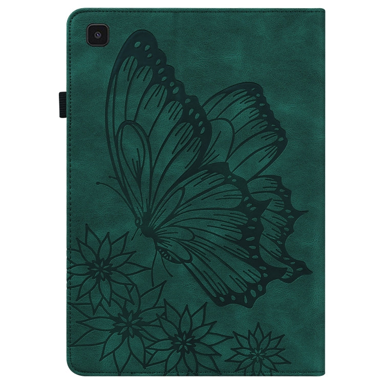 For Samsung Galaxy Tab S5e T720/T725 Big Butterfly Embossed Leather Tablet Case(Green) by bashfashion