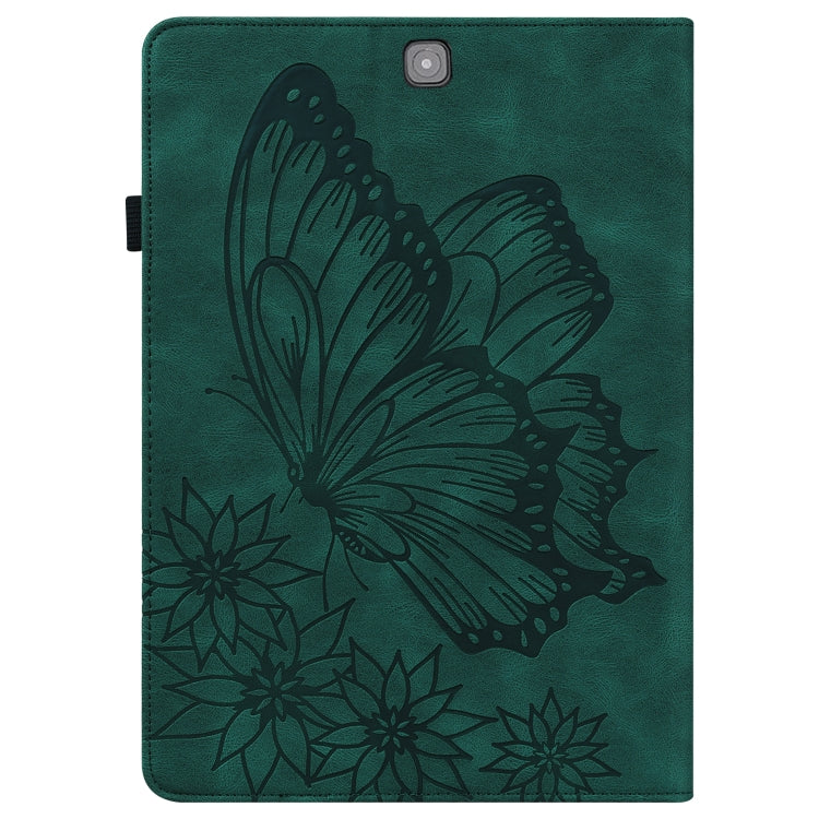 For Samsung Galaxy Tab S2 9.7 T810/T815 Big Butterfly Embossed Leather Tablet Case(Green) by bashfashion