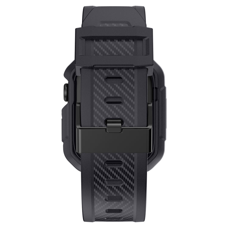 Integrated Carbon Fiber Pattern Silicone Watch Band For Apple Watch Series 9&8&7 41mm / SE 3&SE 2&6&SE&5&4 40mm / 3&2&1 38mm(Grey) by bashfashion