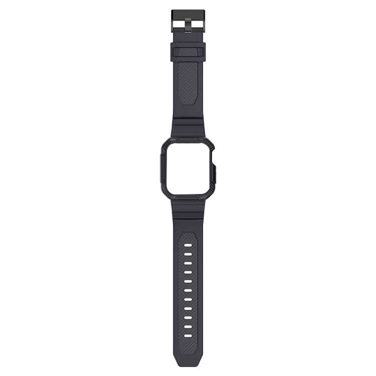 Integrated Carbon Fiber Pattern Silicone Watch Band For Apple Watch Series 9&8&7 41mm / SE 3&SE 2&6&SE&5&4 40mm / 3&2&1 38mm(Grey) by bashfashion