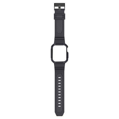 Integrated Carbon Fiber Pattern Silicone Watch Band For Apple Watch Series 9&8&7 41mm / SE 3&SE 2&6&SE&5&4 40mm / 3&2&1 38mm(Grey) by bashfashion