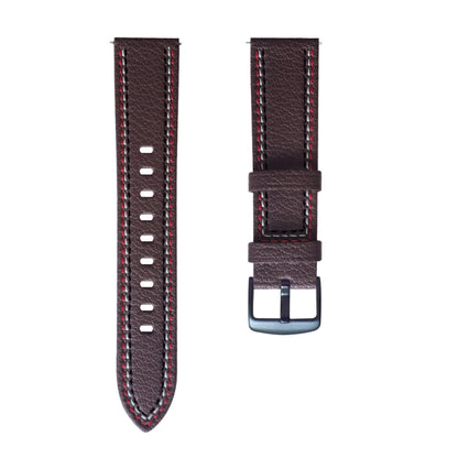 For Samsung Galaxy Watch 3 45mm Sewing Thread Genuine Leather Watch Band(Dark Brown) by bashfashion