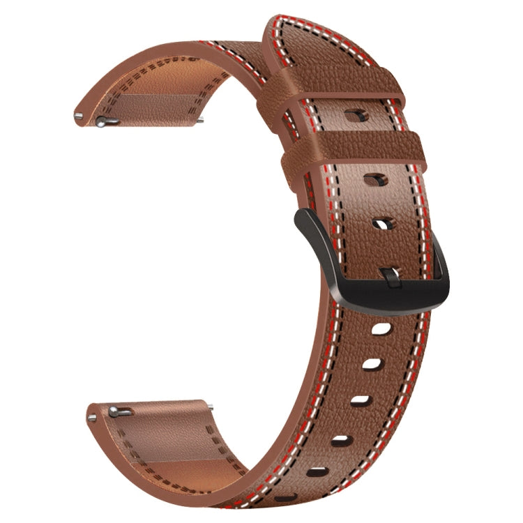 For Samsung Galaxy Watch 3 45mm Sewing Thread Genuine Leather Watch Band(Brown) by bashfashion