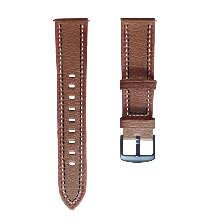 For Samsung Galaxy Watch 3 45mm Sewing Thread Genuine Leather Watch Band(Brown) by bashfashion
