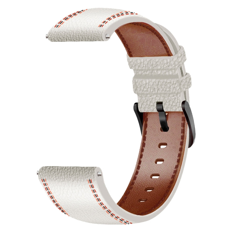 For Huawei Watch GT 3 46mm Sewing Thread Genuine Leather Watch Band(White) by bashfashion