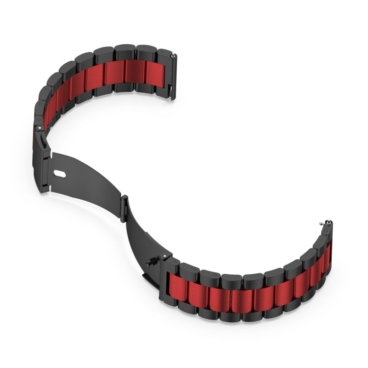 For Huawei GT 3 Pro 46mm Three-bead Metal Steel Watch Band(Black Red) by bashfashion