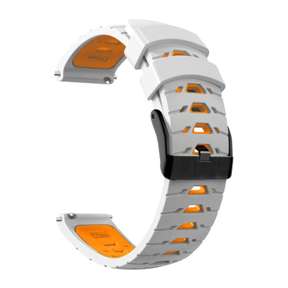 For Huawei Watch GT Runner Trapezoidal Three-row Hole Silicone Watch Band(White Orange) by bashfashion