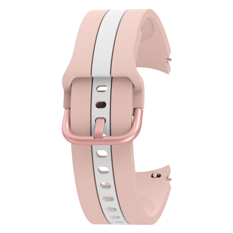 For Samsung Galaxy Watch4 40/44mm / Watch4 Classic 42/46mm Three Vertical Stripes Two-color Silicone Watch Band(Pink White) by bashfashion