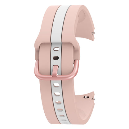 For Samsung Galaxy Watch4 40/44mm / Watch4 Classic 42/46mm Three Vertical Stripes Two-color Silicone Watch Band(Pink White) by bashfashion