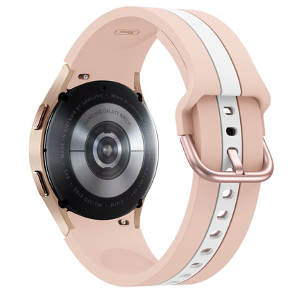 For Samsung Galaxy Watch4 40/44mm / Watch4 Classic 42/46mm Three Vertical Stripes Two-color Silicone Watch Band(Pink White) by bashfashion