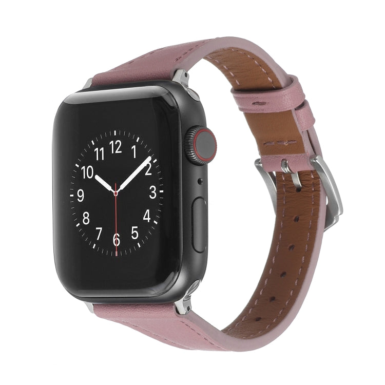 Genuine Leather Watch Band For Apple Watch Series 9&8&7 41mm / SE 3&SE 2&6&SE&5&4 40mm / 3&2&1 38mm(Pink) by bashfashion